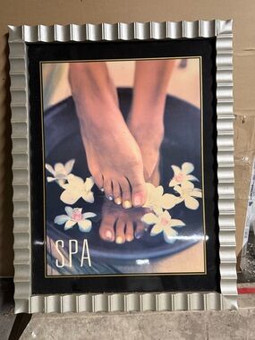 Beautifully Framed Feet SPA Salon Wall Art- Print Silver Frame 31 1/2" X 24 1/2"